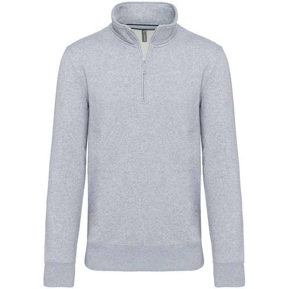 Oxford Grey - Front - Kariban Mens Zip Neck Sweatshirt