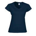Navy - Front - Gildan Womens-Ladies Soft Style V Neck T-Shirt