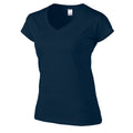 Navy - Side - Gildan Womens-Ladies Soft Style V Neck T-Shirt