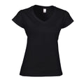 Black - Front - Gildan Womens-Ladies Soft Style V Neck T-Shirt