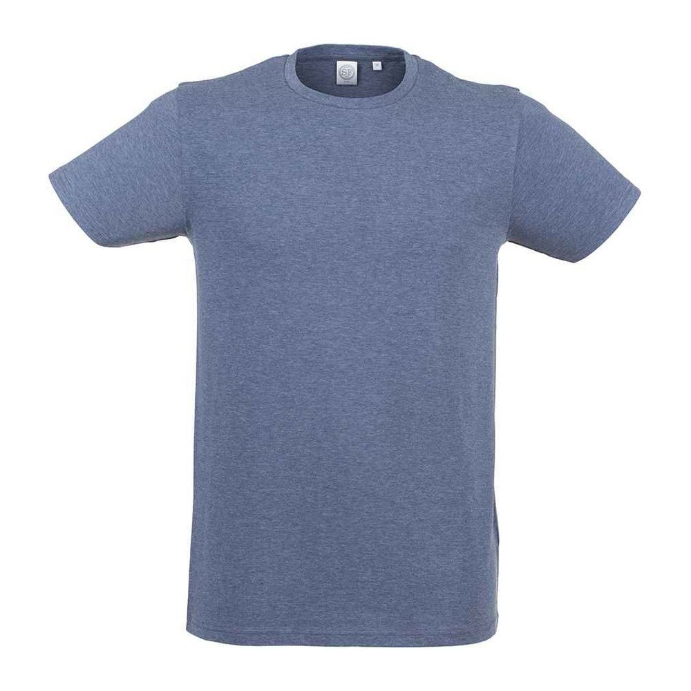 Navy - Front - SF Men Mens Feel Good Heather Stretch T-Shirt