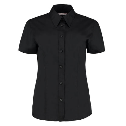 Black - Front - Kustom Kit Womens-Ladies Workforce Short-Sleeved Shirt