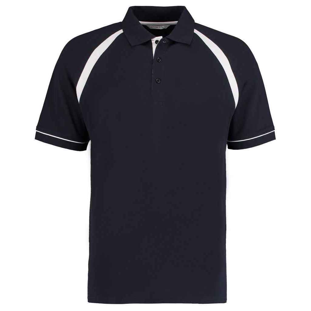 Navy-White - Front - Kustom Kit Mens Oak Hill Piqué Polo Shirt