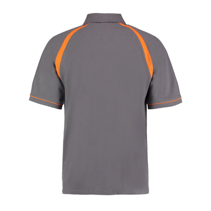 Charcoal-Orange - Back - Kustom Kit Mens Oak Hill Piqué Polo Shirt