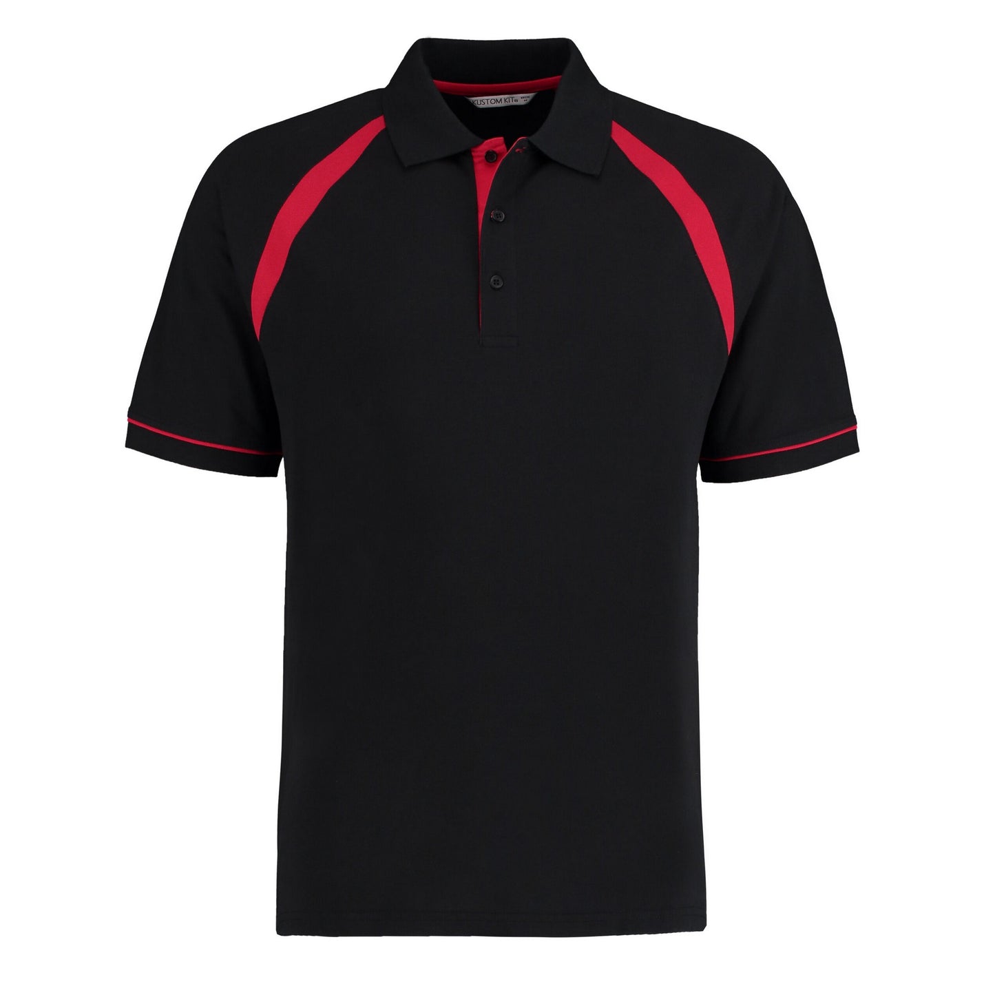 Black-Bright Red - Front - Kustom Kit Mens Oak Hill Piqué Polo Shirt