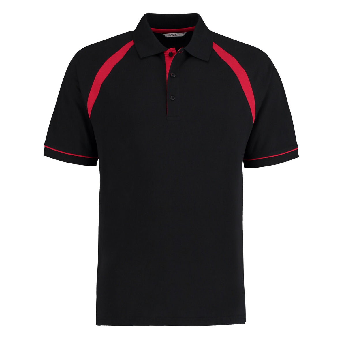 Black-Bright Red - Front - Kustom Kit Mens Oak Hill Piqué Polo Shirt