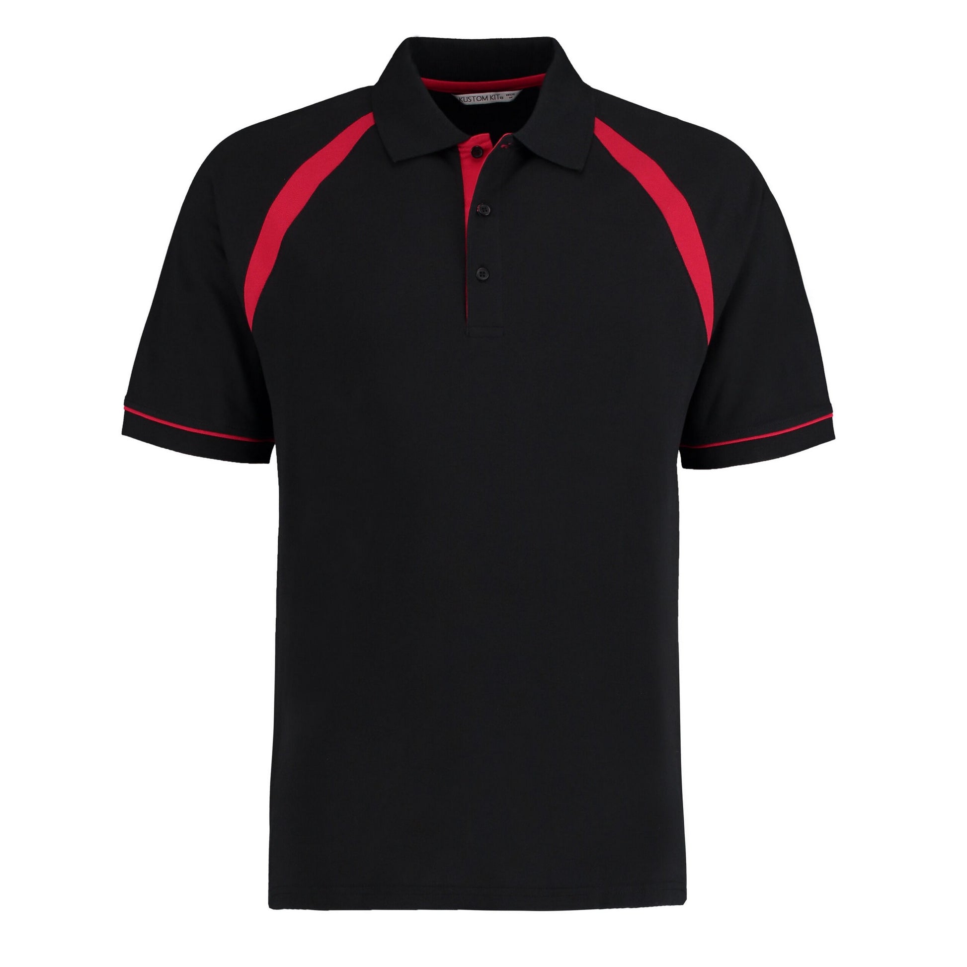 Black-Bright Red - Front - Kustom Kit Mens Oak Hill Piqué Polo Shirt