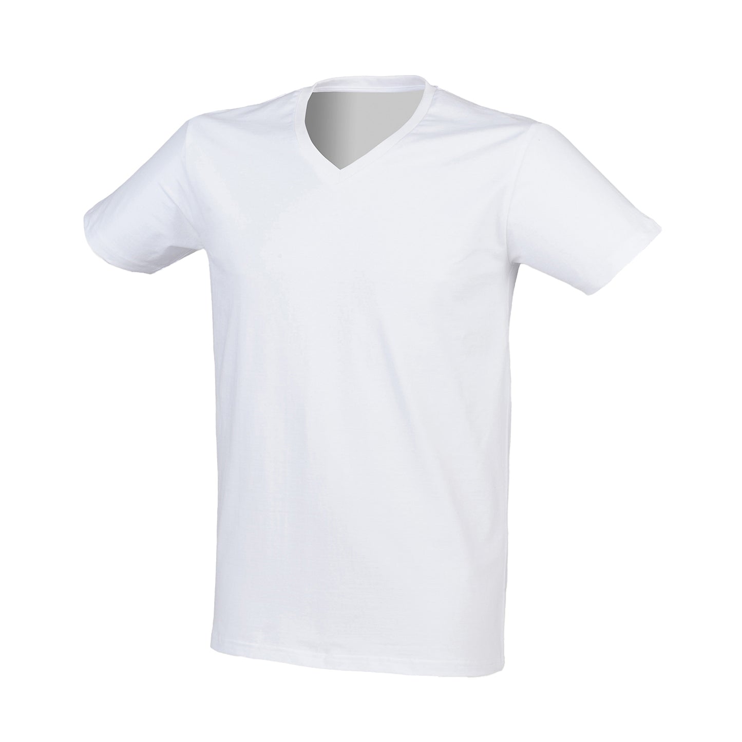 White - Front - SF Men Mens Stretch V Neck T-Shirt