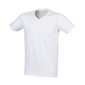 White - Front - SF Men Mens Stretch V Neck T-Shirt