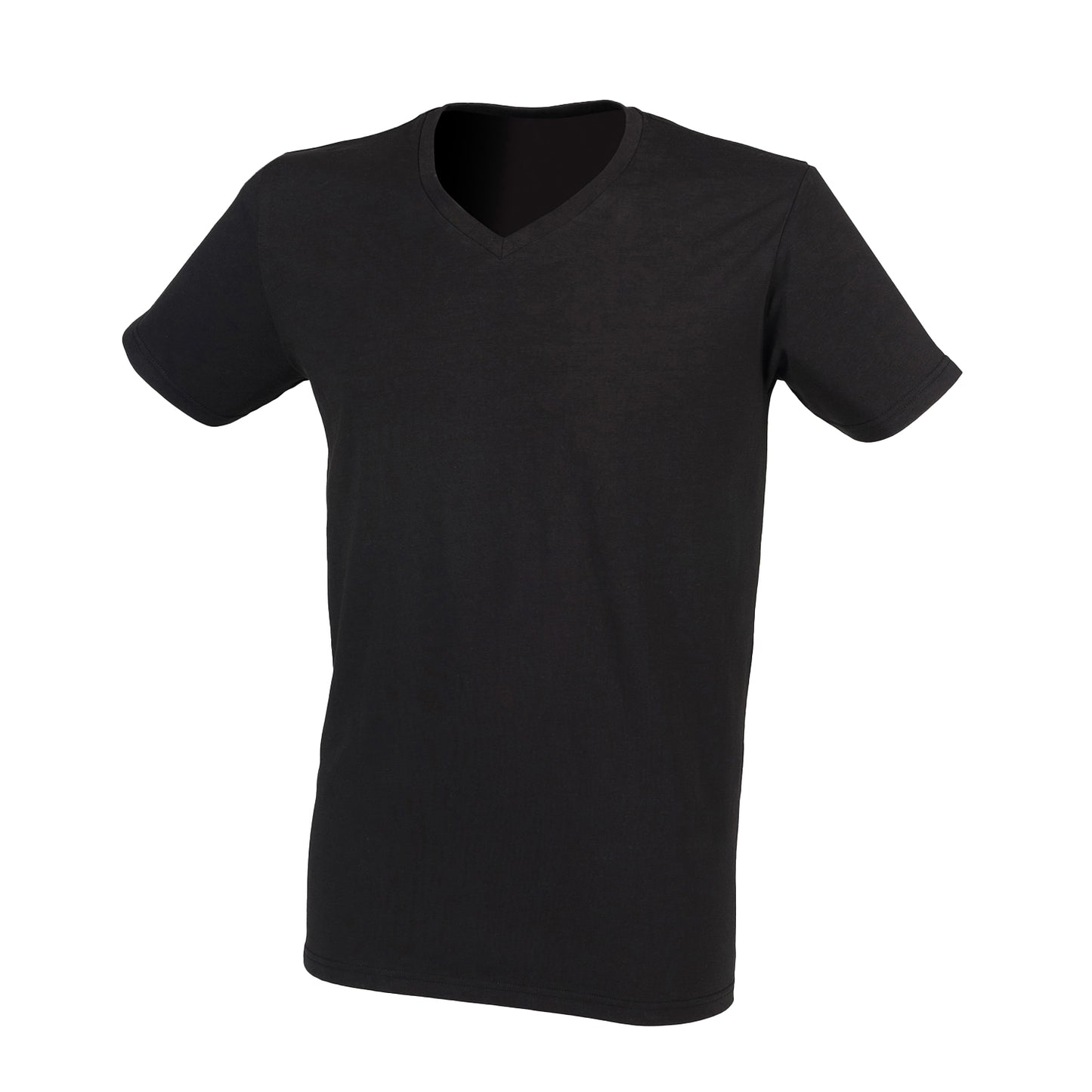 Black - Front - SF Men Mens Stretch V Neck T-Shirt