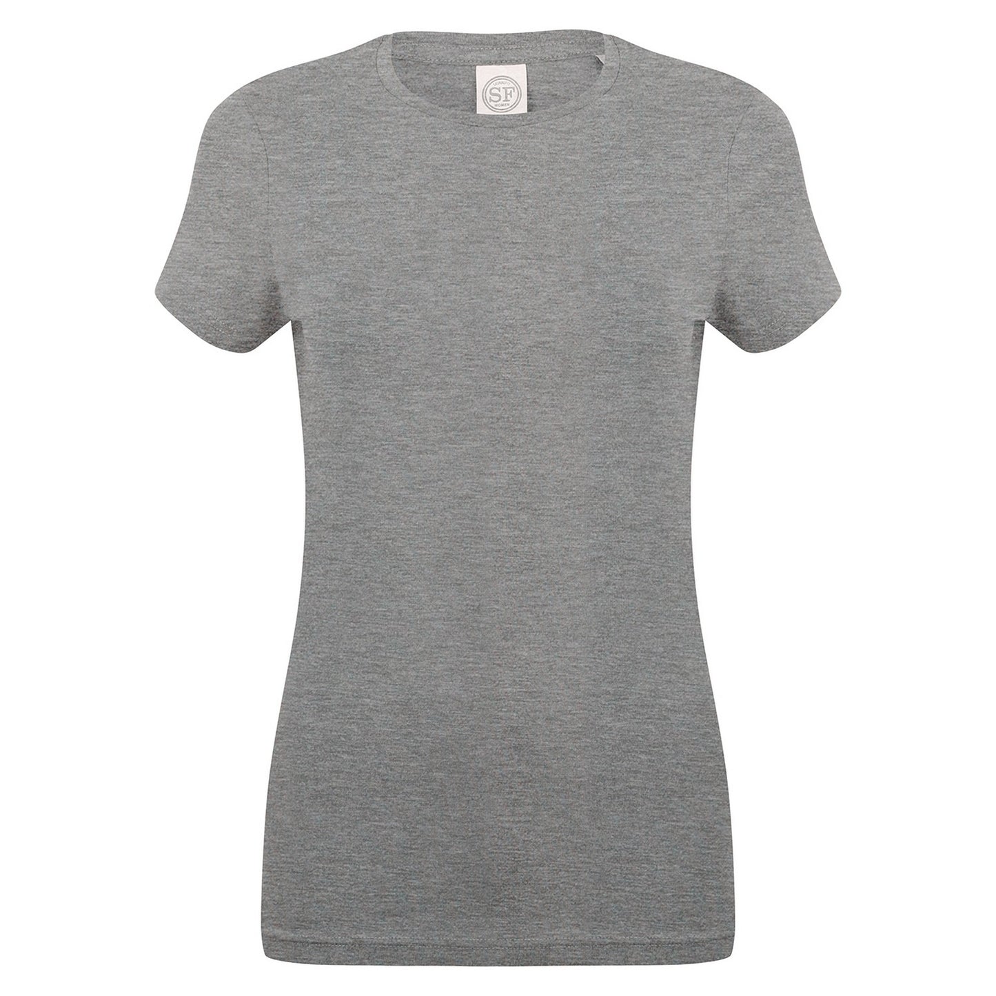 Grey - Front - SF Womens-Ladies Feel Good Heather Stretch T-Shirt
