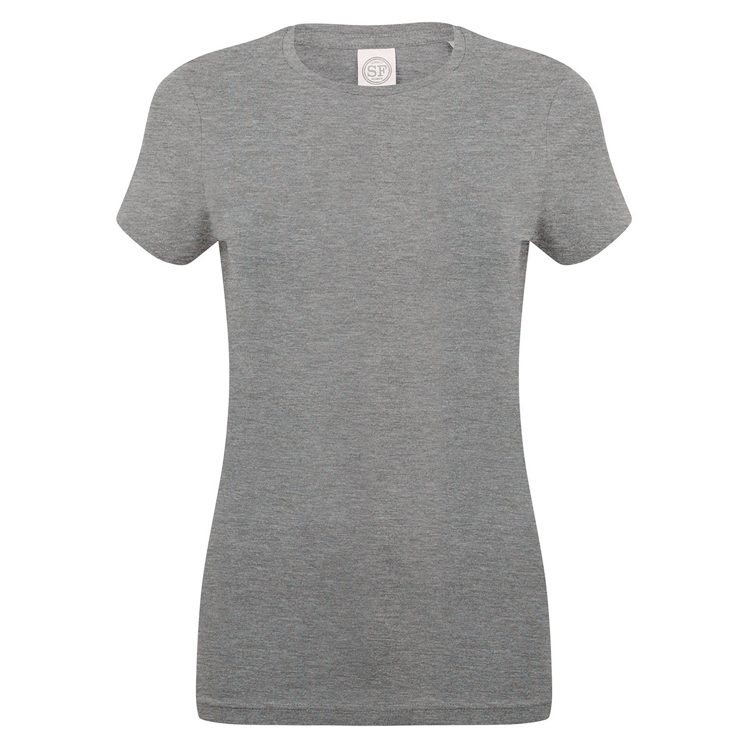 Grey - Front - SF Womens-Ladies Feel Good Heather Stretch T-Shirt