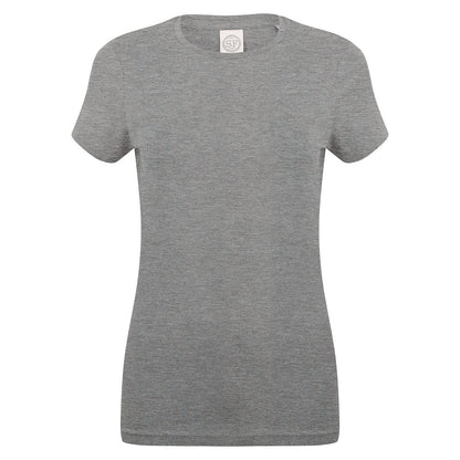 Grey - Front - SF Womens-Ladies Feel Good Heather Stretch T-Shirt
