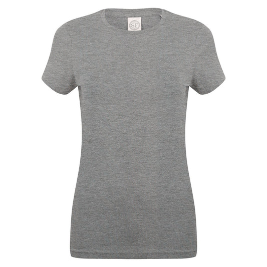 Grey - Front - SF Womens-Ladies Feel Good Heather Stretch T-Shirt