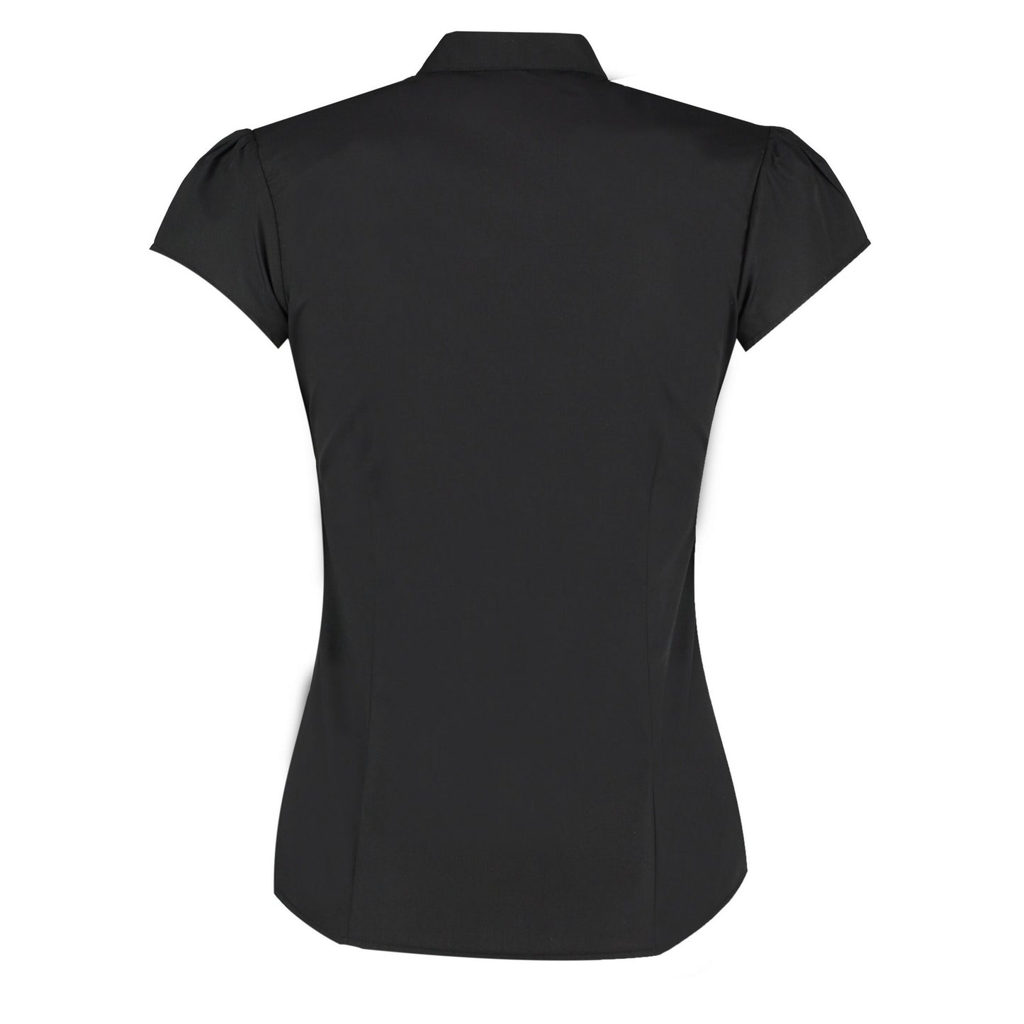 Black - Back - Kustom Kit Womens-Ladies Continental V Neck Capped Sleeved Blouse