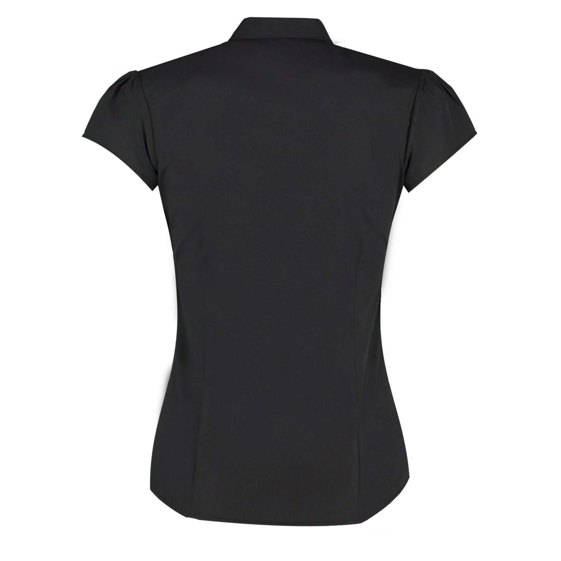 Black - Back - Kustom Kit Womens-Ladies Continental V Neck Capped Sleeved Blouse