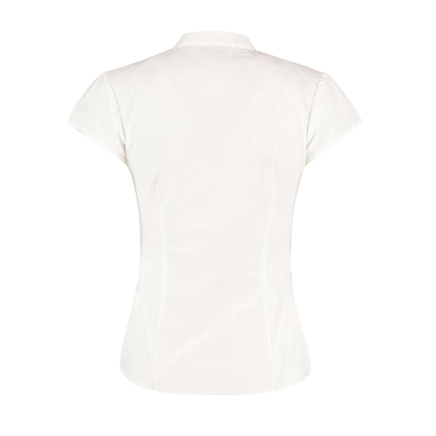 White - Back - Kustom Kit Womens-Ladies Continental V Neck Capped Sleeved Blouse