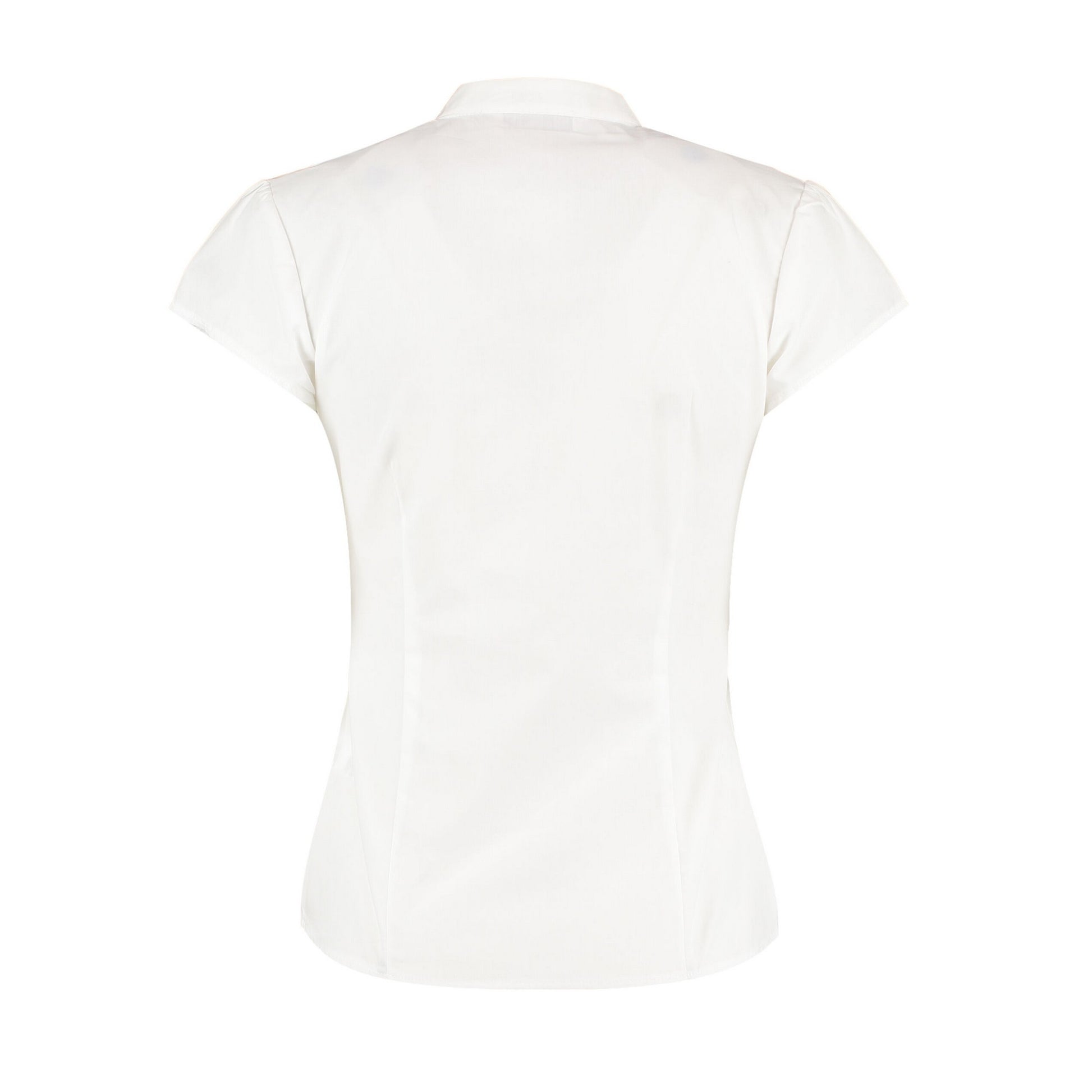 White - Back - Kustom Kit Womens-Ladies Continental V Neck Capped Sleeved Blouse