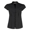 Black - Front - Kustom Kit Womens-Ladies Continental V Neck Capped Sleeved Blouse