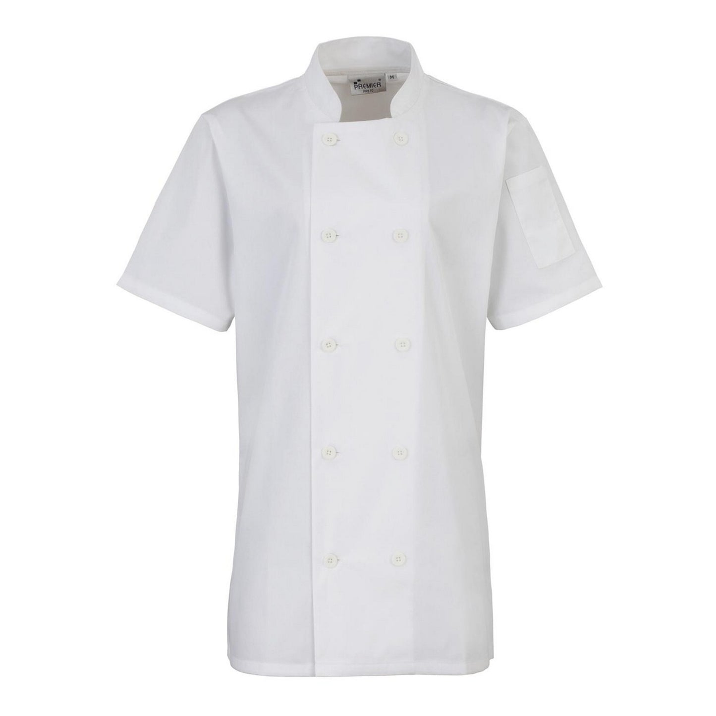 White - Front - Premier Womens-Ladies Short-Sleeved Chef Jacket
