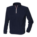 Navy-White - Front - Finden & Hales Mens Microfleece Zip Neck Fleece Top