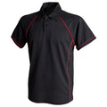 Black-Red - Front - Finden & Hales Mens Piped Performance Polo Shirt