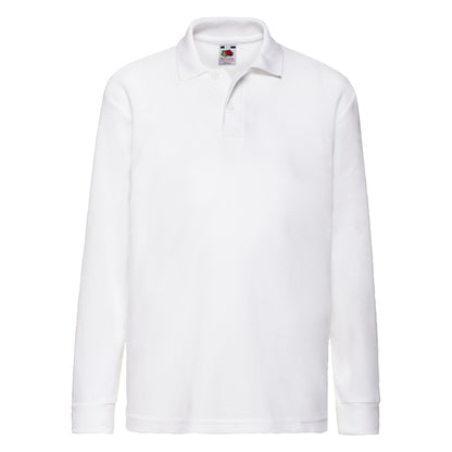 White - Front - Fruit of the Loom Childrens-Kids Polycotton Pique Polo Shirt