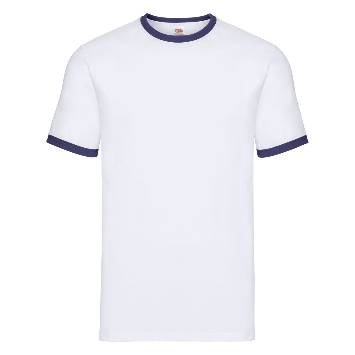 White-Navy - Front - Fruit of the Loom Mens Contrast Ringer T-Shirt