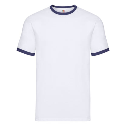 White-Navy - Front - Fruit of the Loom Mens Contrast Ringer T-Shirt