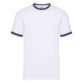 White-Navy - Front - Fruit of the Loom Mens Contrast Ringer T-Shirt