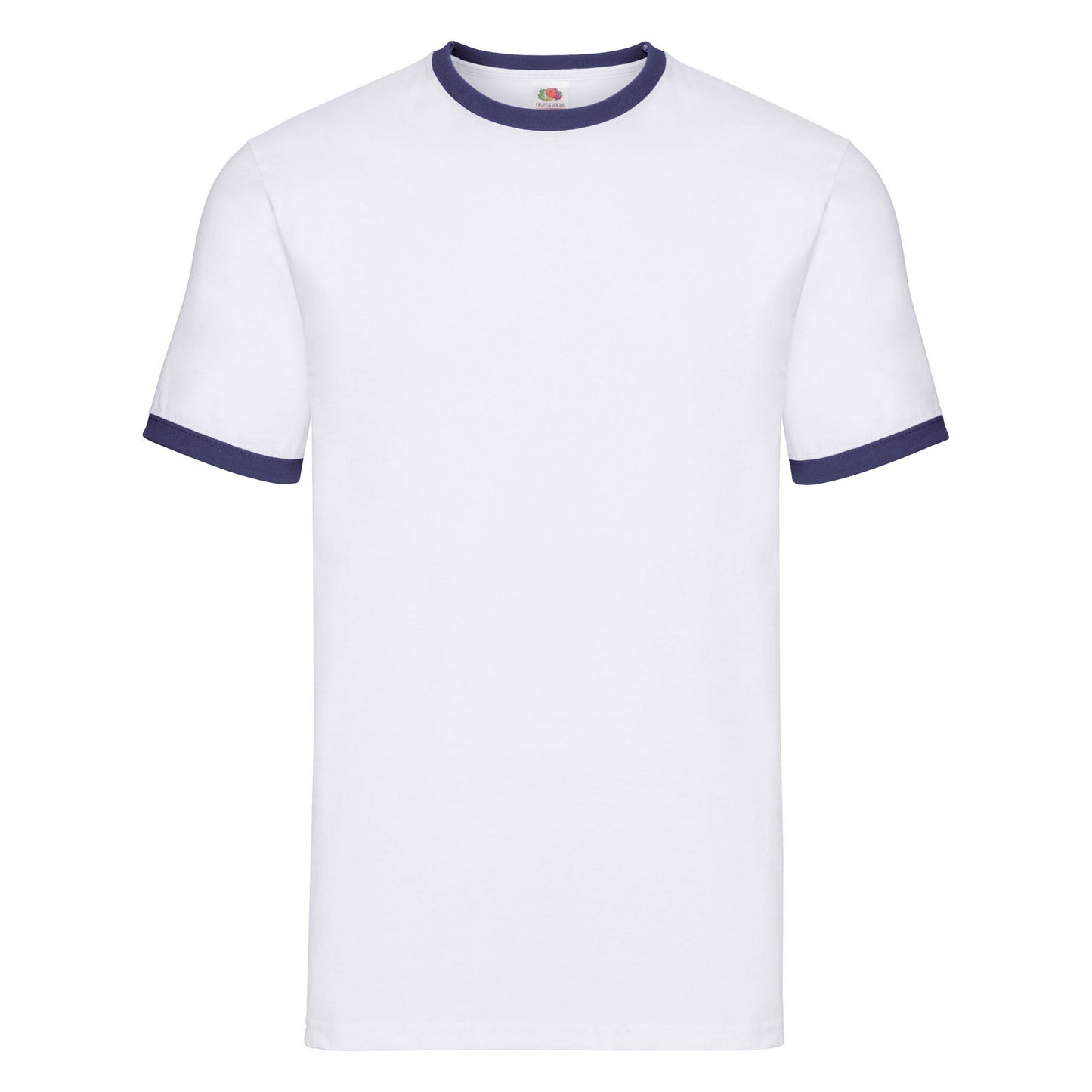 White-Navy - Front - Fruit of the Loom Mens Contrast Ringer T-Shirt
