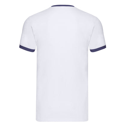 White-Navy - Back - Fruit of the Loom Mens Contrast Ringer T-Shirt