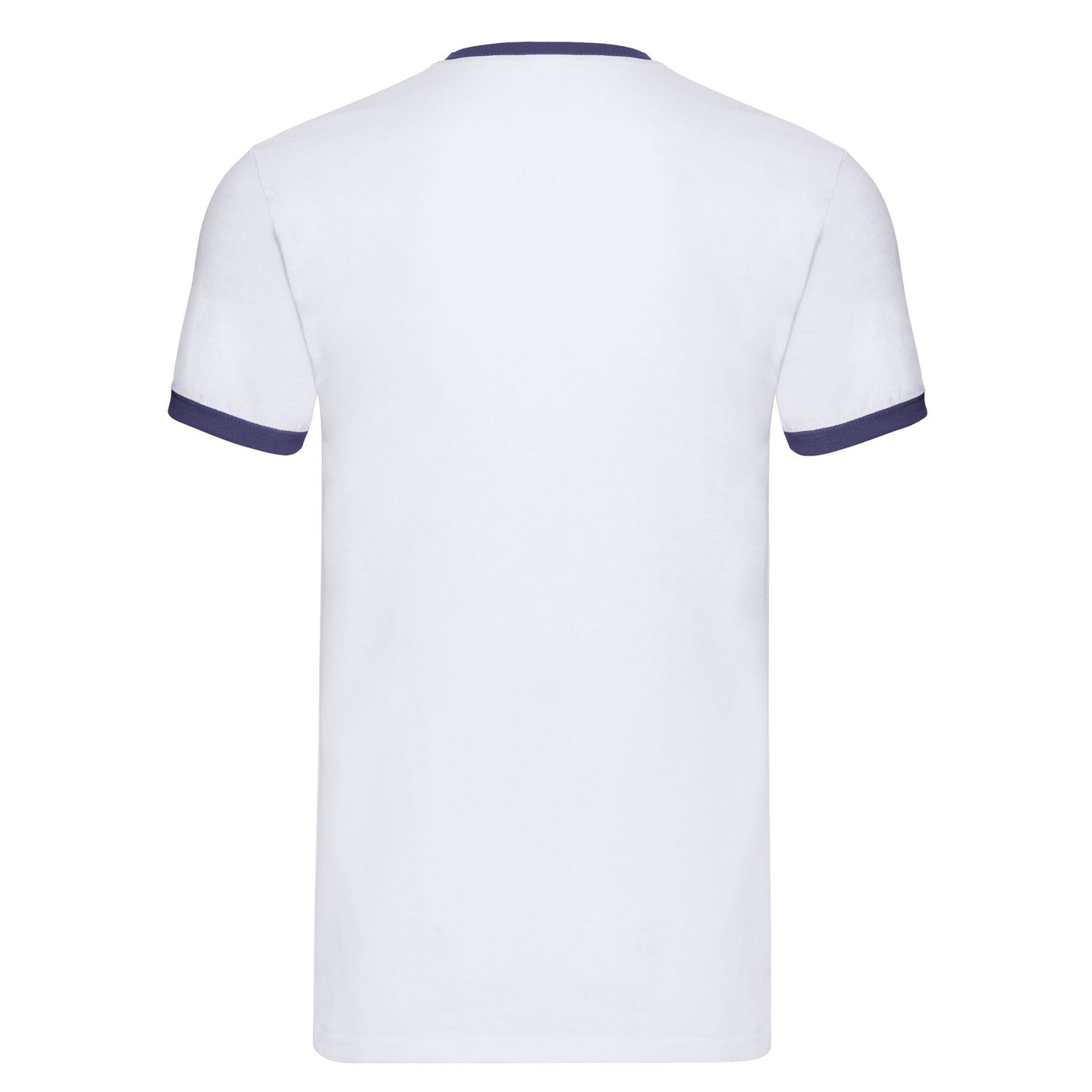 White-Navy - Back - Fruit of the Loom Mens Contrast Ringer T-Shirt