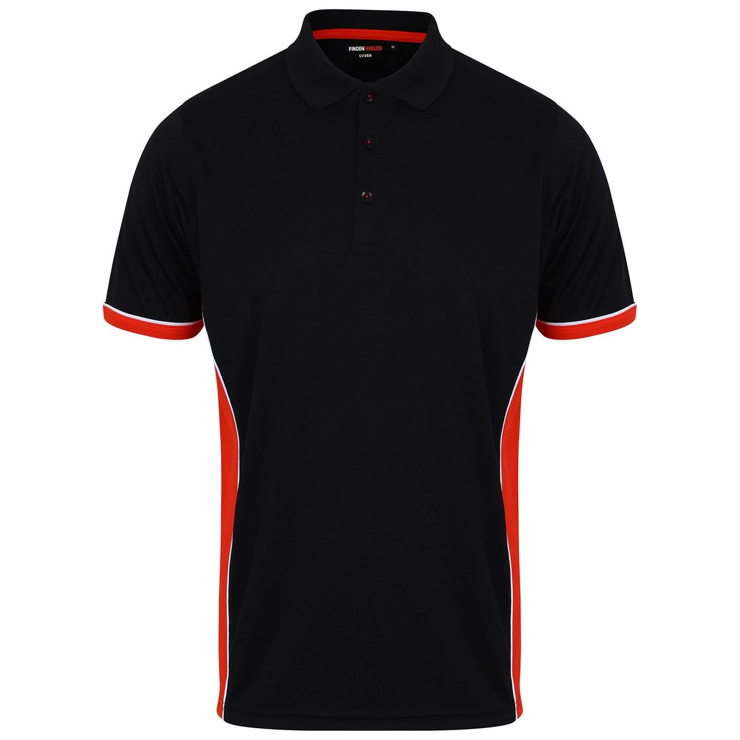 Black-Red - Front - Finden & Hales Mens Contrast Panel Polo Shirt