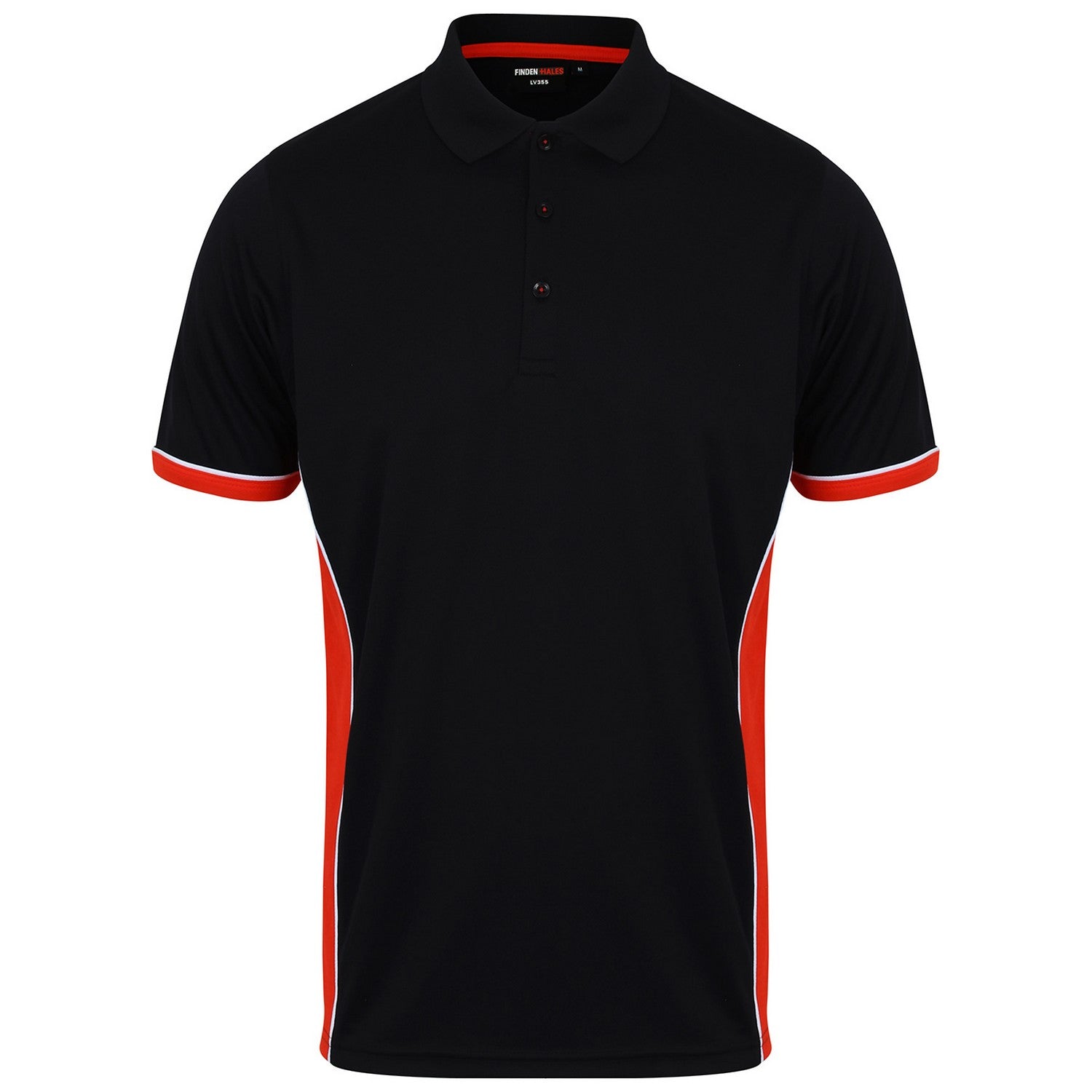 Black-Red - Front - Finden & Hales Mens Contrast Panel Polo Shirt