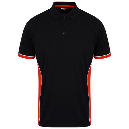 Black-Red - Front - Finden & Hales Mens Contrast Panel Polo Shirt