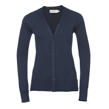 French Navy - Front - Russell Collection Womens-Ladies Deep V Cardigan