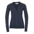 French Navy - Front - Russell Collection Womens-Ladies Deep V Cardigan