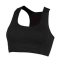 Black - Front - Skinni Fit Womens-Ladies Workout Crop Top