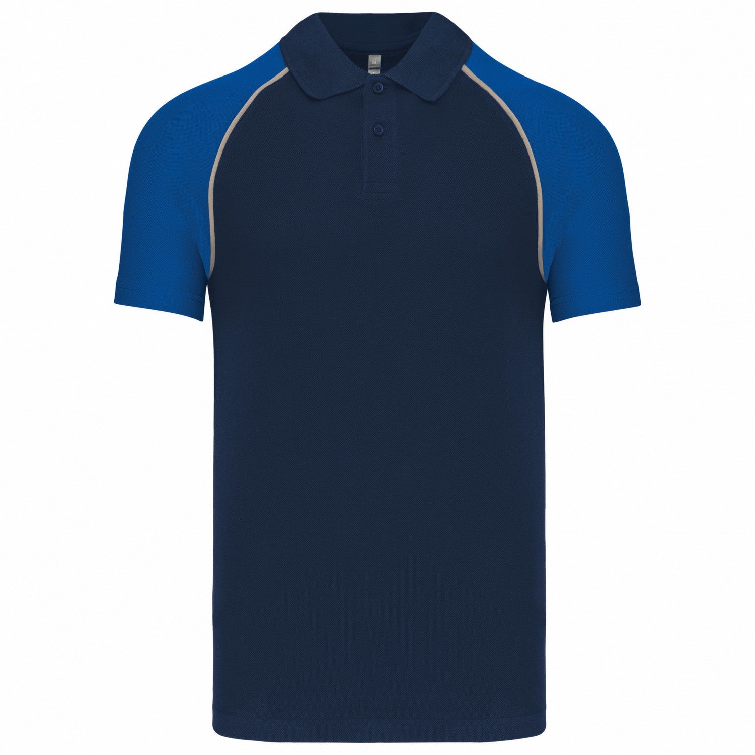 Navy-Royal Blue - Front - Kariban Mens Contrast Pique Baseball Polo Shirt