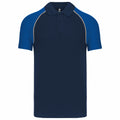 Navy-Royal Blue - Front - Kariban Mens Contrast Pique Baseball Polo Shirt