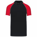 Black-Red - Front - Kariban Mens Contrast Pique Baseball Polo Shirt