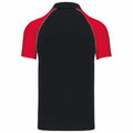 Black-Red - Back - Kariban Mens Contrast Pique Baseball Polo Shirt