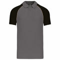 Slate Grey-Black - Front - Kariban Mens Contrast Pique Baseball Polo Shirt