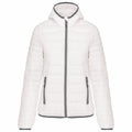 White - Front - Kariban Womens-Ladies Lightweight Hooded Padded Jacket