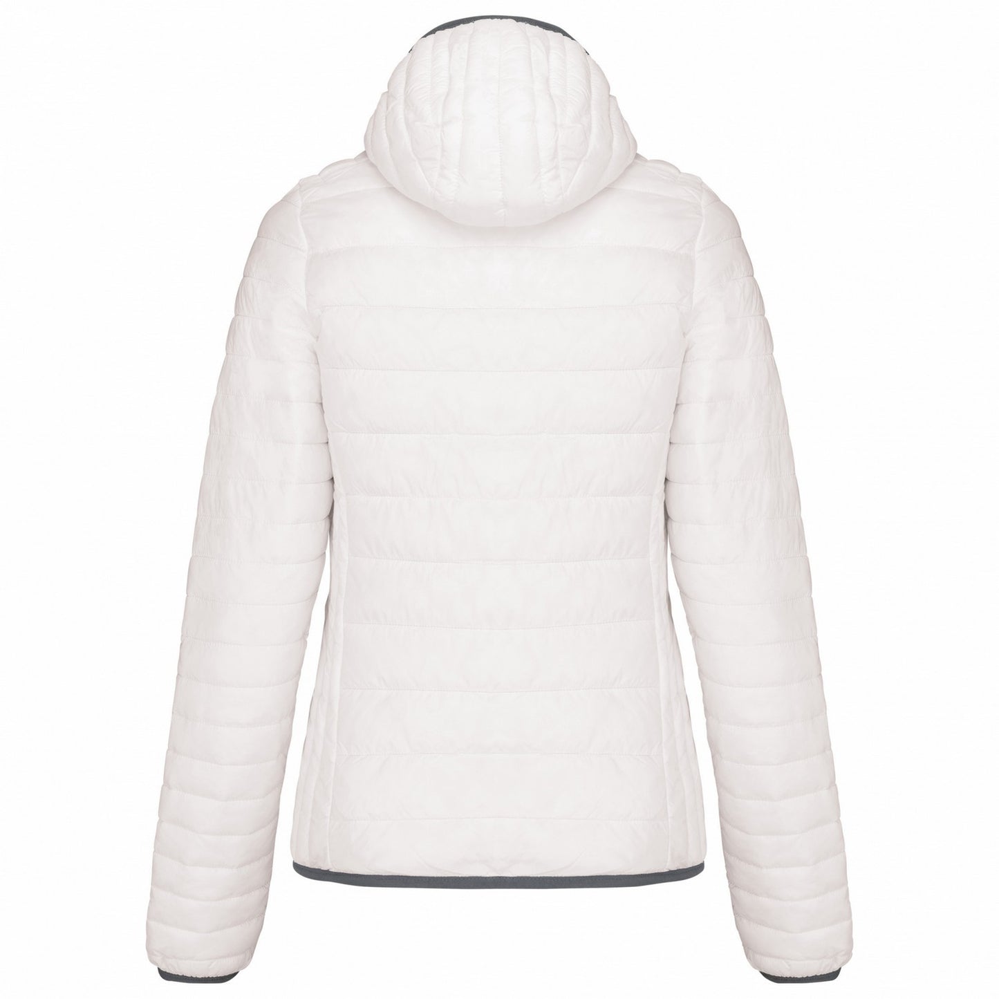 White - Back - Kariban Womens-Ladies Lightweight Hooded Padded Jacket