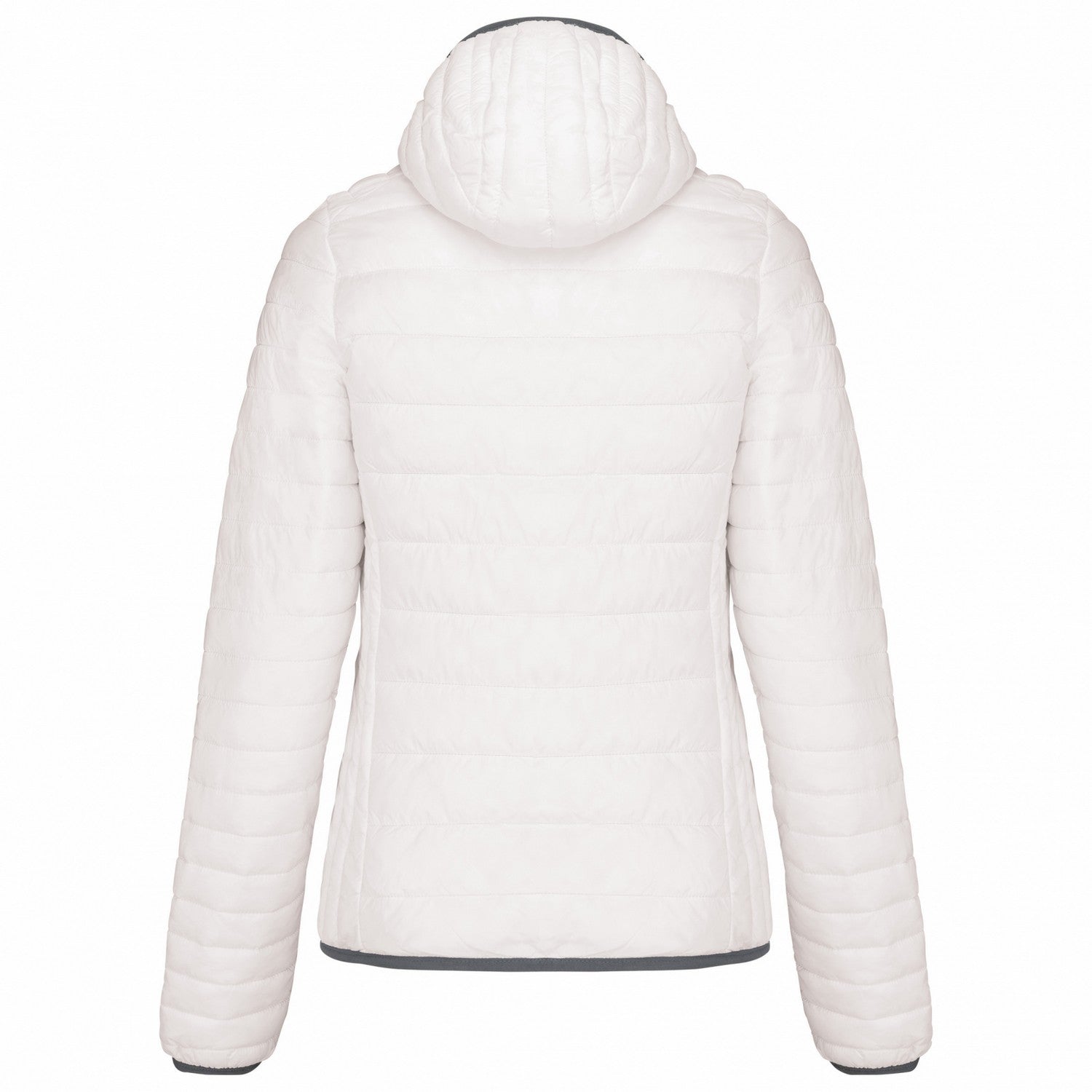White - Back - Kariban Womens-Ladies Lightweight Hooded Padded Jacket
