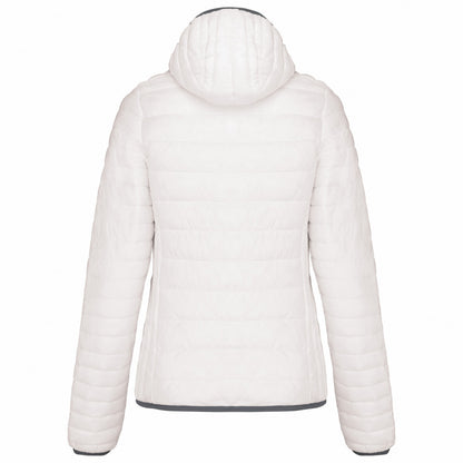 White - Back - Kariban Womens-Ladies Lightweight Hooded Padded Jacket