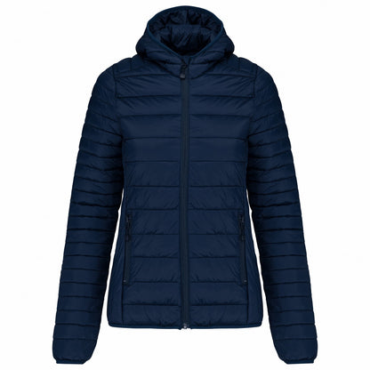 Navy - Front - Kariban Womens-Ladies Lightweight Hooded Padded Jacket