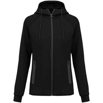 Black - Front - Proact Womens-Ladies Performance Hooded Jacket